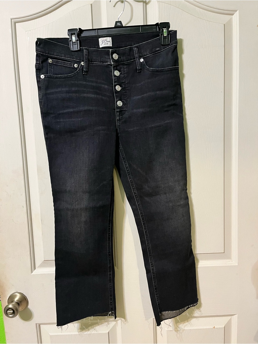 J. Crew Black High-Rise Button-Fly Cropped Jeans